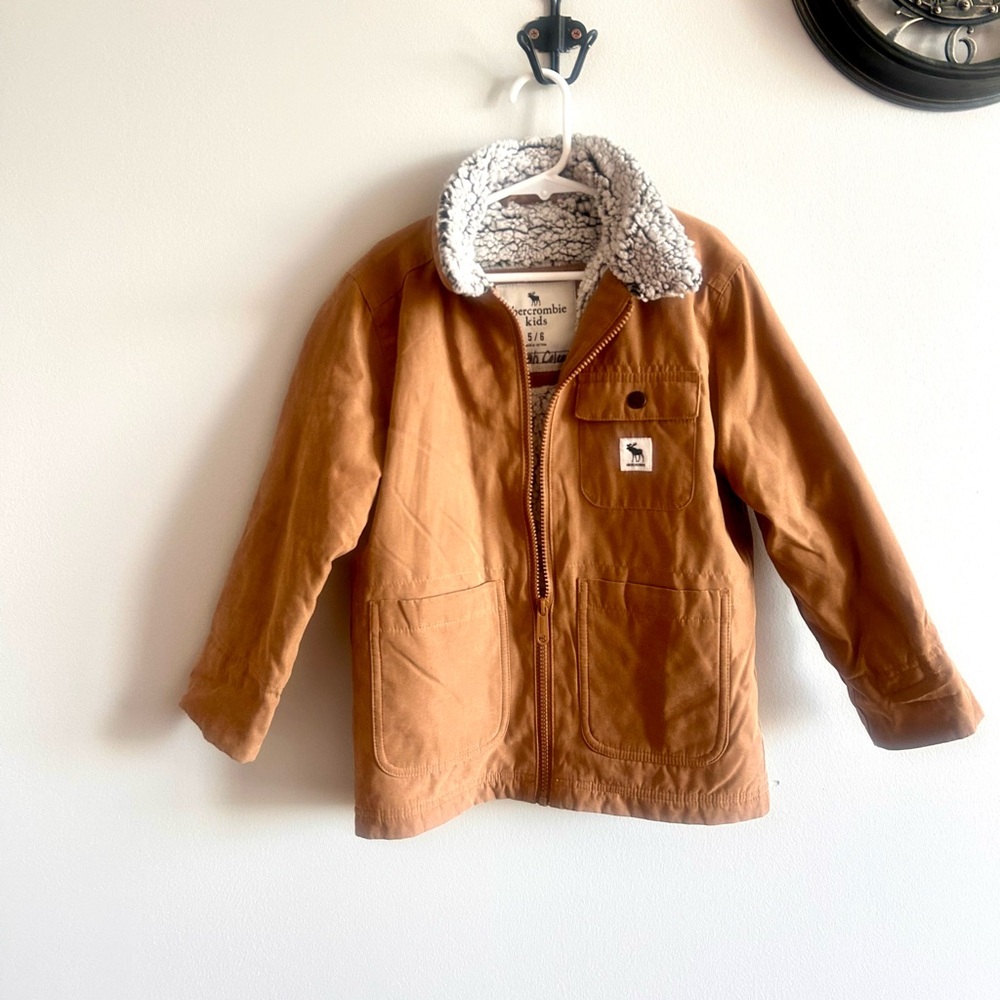 Abercrombie Kids Tan Sherpa-Lined Puffer Jacket